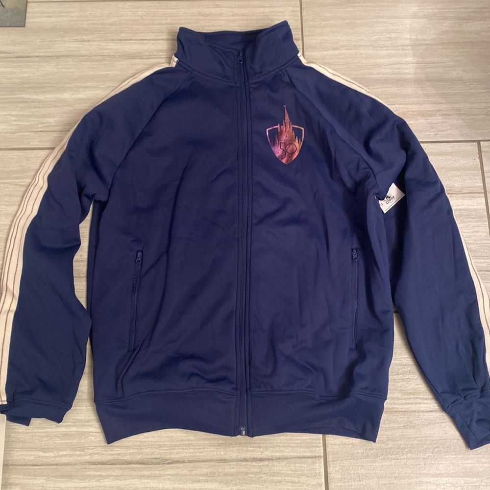 NWT Hard to Find Disney Parks 50th Anniversary navy full zip sweat jacket medium